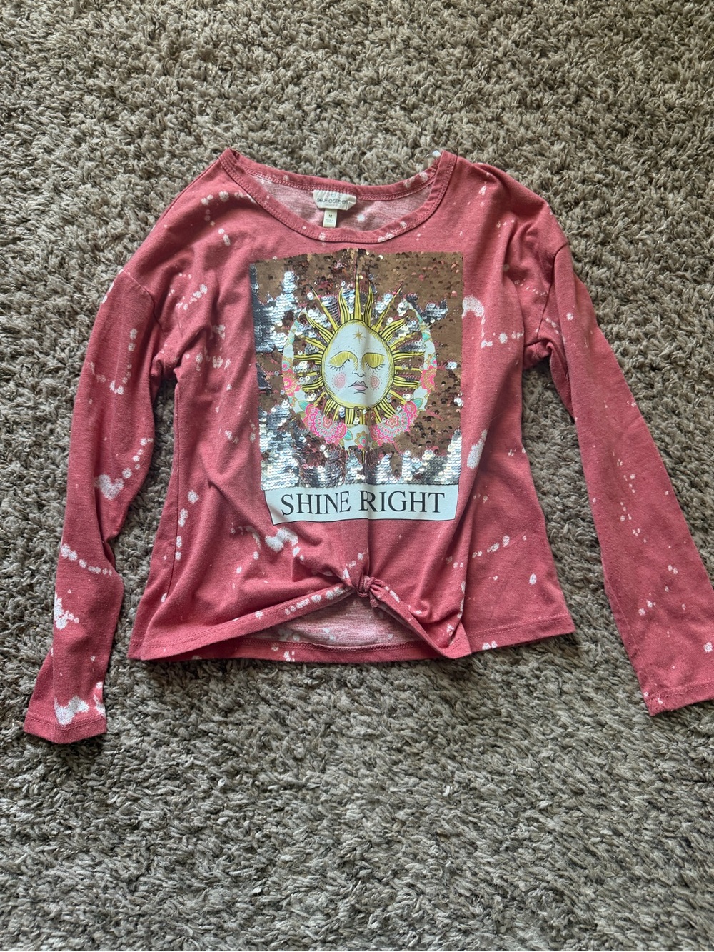 Self Esteem "Shine Right" Sun Sequin Long Sleeve Tie Front Top - Size M